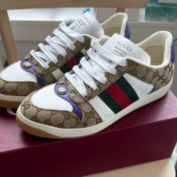 Gucci Screener Sneaker 'Beige Purple' - Picture 1 of 5